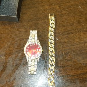 Men's hip hop style watching bracelet